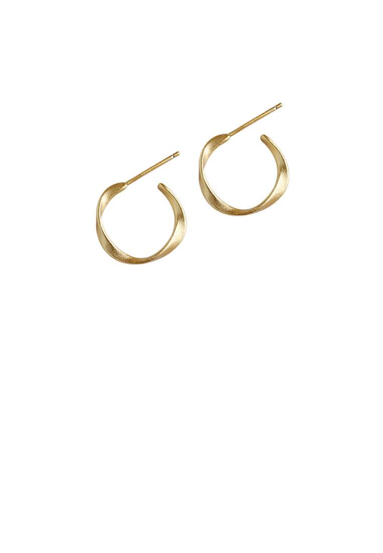 925 Sterling Silver Plated Gold Simple and Fashion Mobius Ring Geometric Stud Earrings