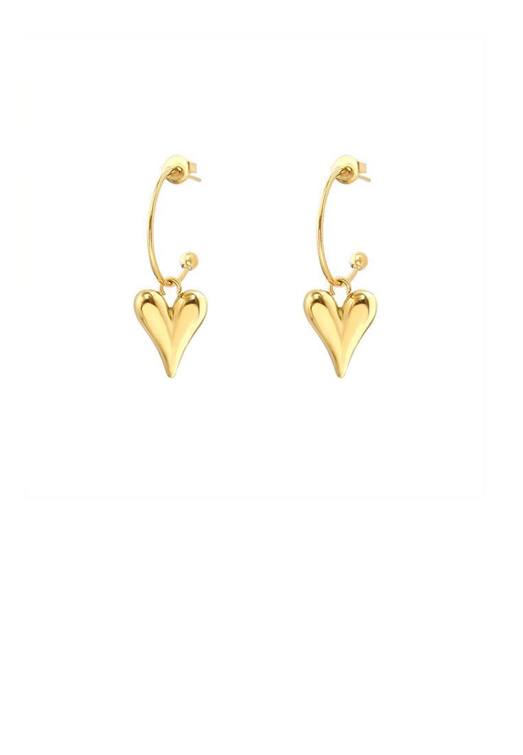 Simple Romantic Plated Gold 316L Stainless Steel Heart Earrings