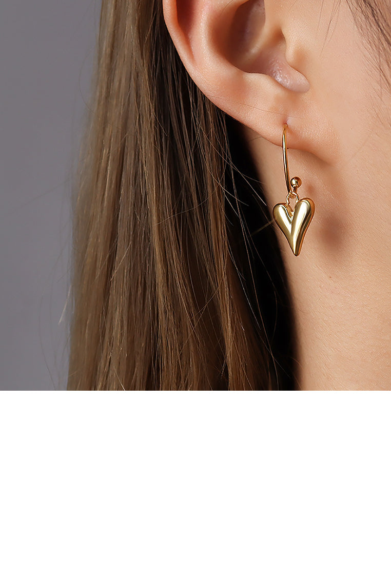 Simple Romantic Plated Gold 316L Stainless Steel Heart Earrings
