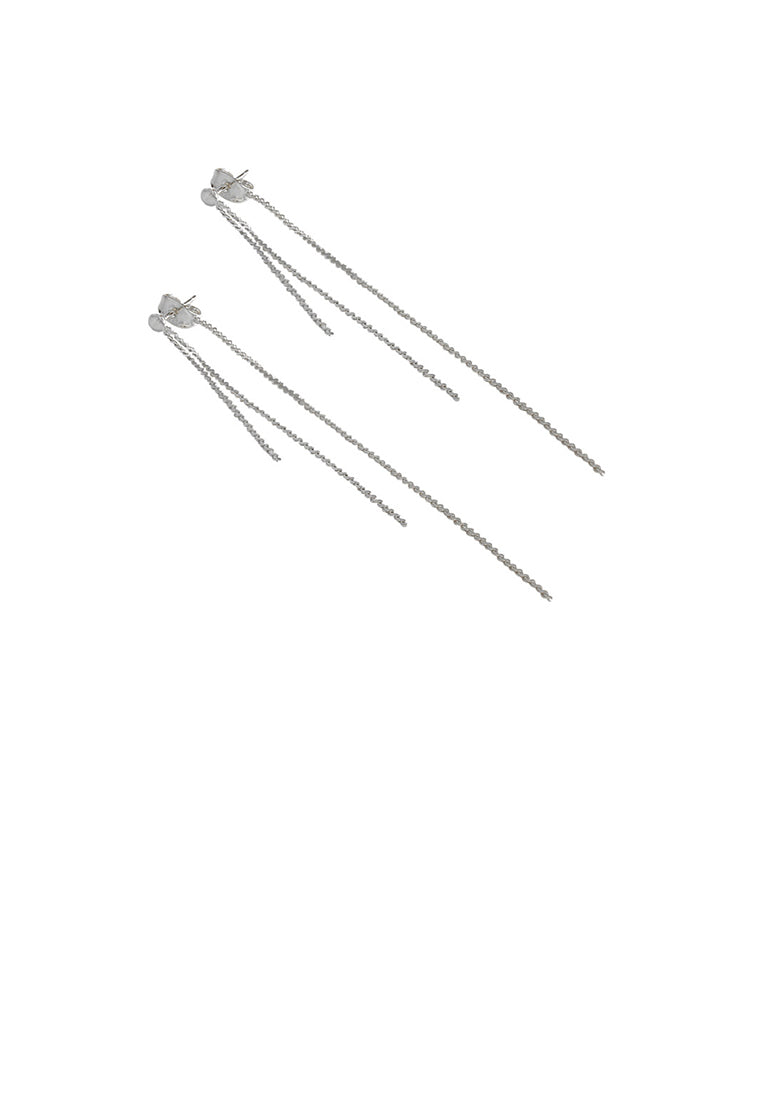 925 Sterling Silver Simple Fashion Geometric Tassel Stud Earrings