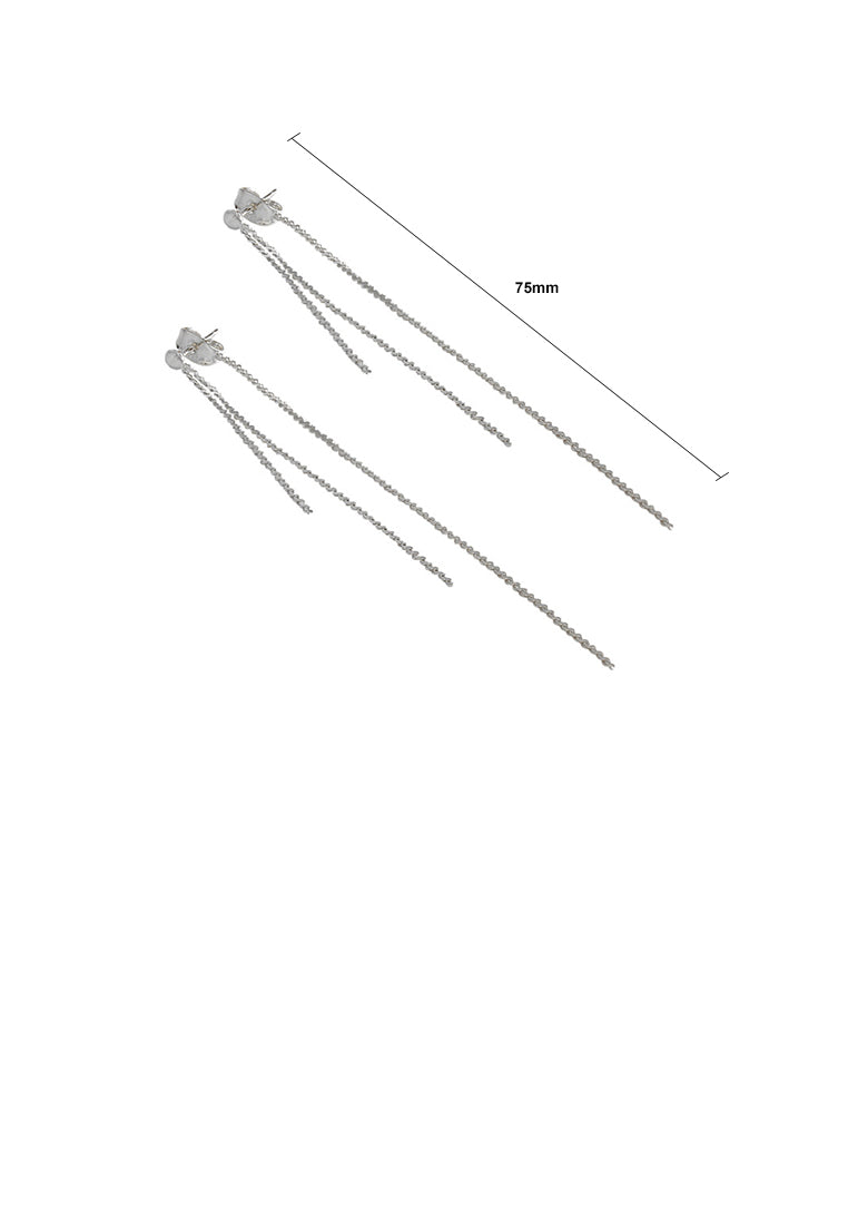 925 Sterling Silver Simple Fashion Geometric Tassel Stud Earrings