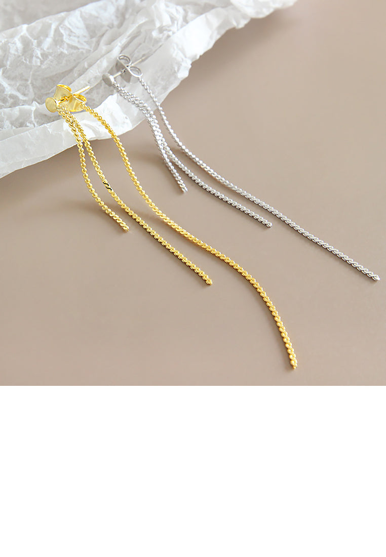 925 Sterling Silver Simple Fashion Geometric Tassel Stud Earrings