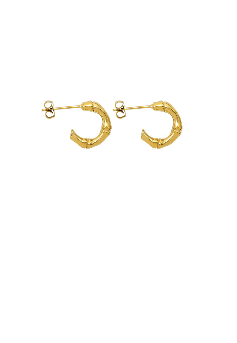Simple and Exquisite Plated Gold 316L Stainless Steel Bamboo Geometric Stud Earrings