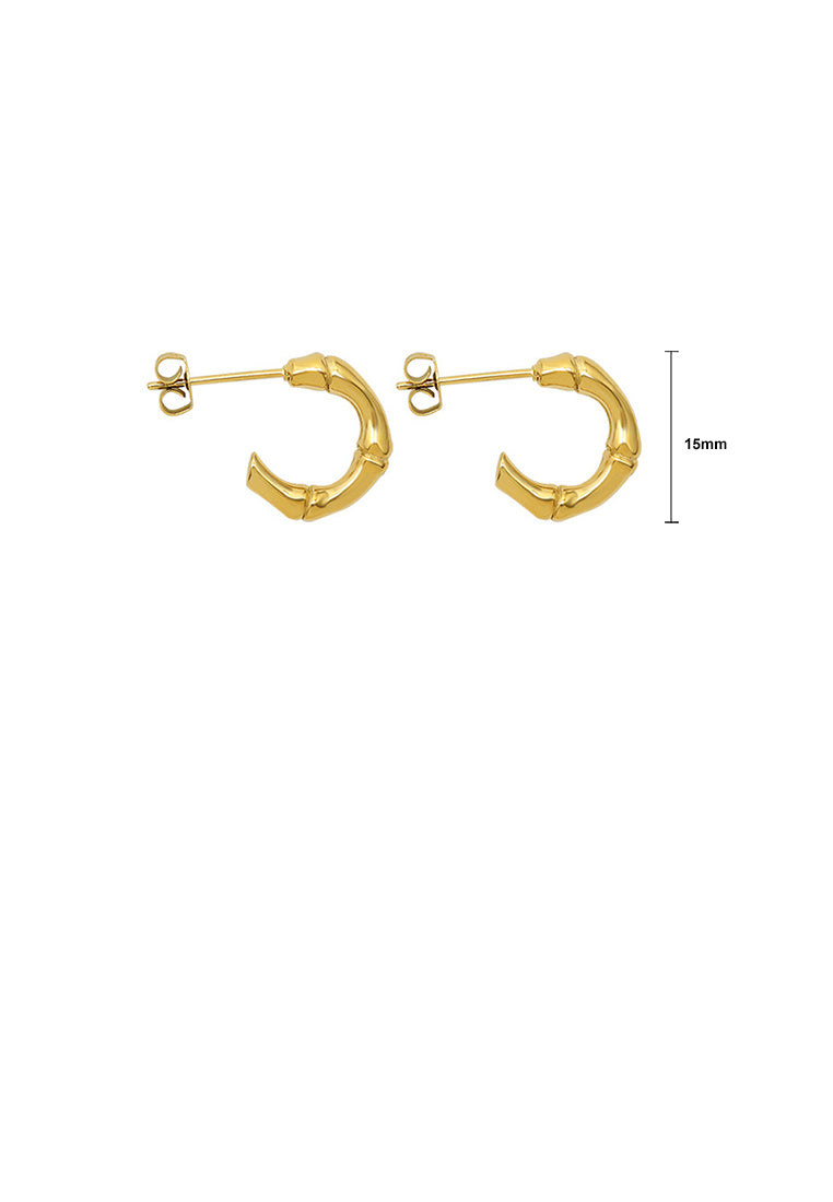 Simple and Exquisite Plated Gold 316L Stainless Steel Bamboo Geometric Stud Earrings