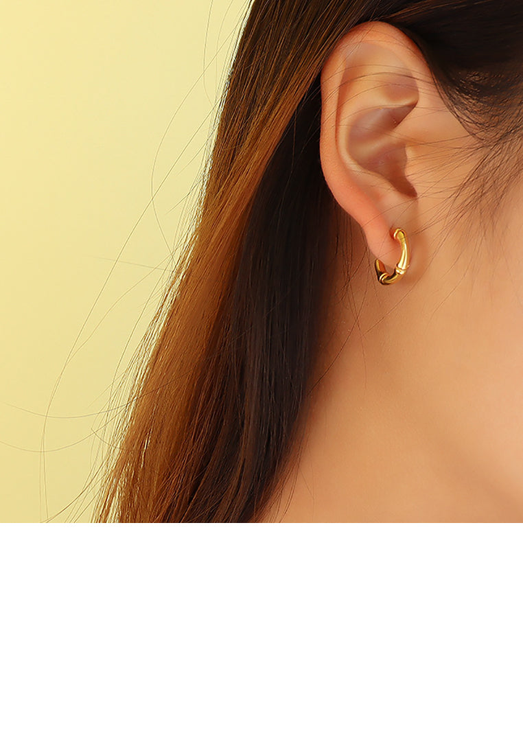 Simple and Exquisite Plated Gold 316L Stainless Steel Bamboo Geometric Stud Earrings
