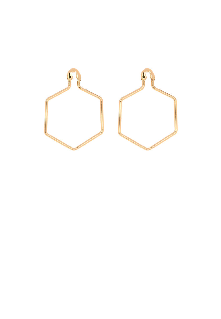 Simple Fashion Plated Gold Hollow Polygon Geometric Earrings