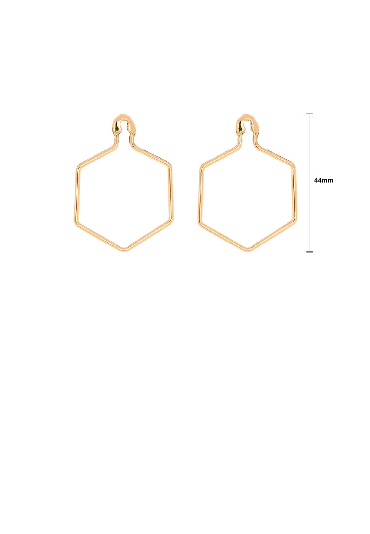 Simple Fashion Plated Gold Hollow Polygon Geometric Earrings