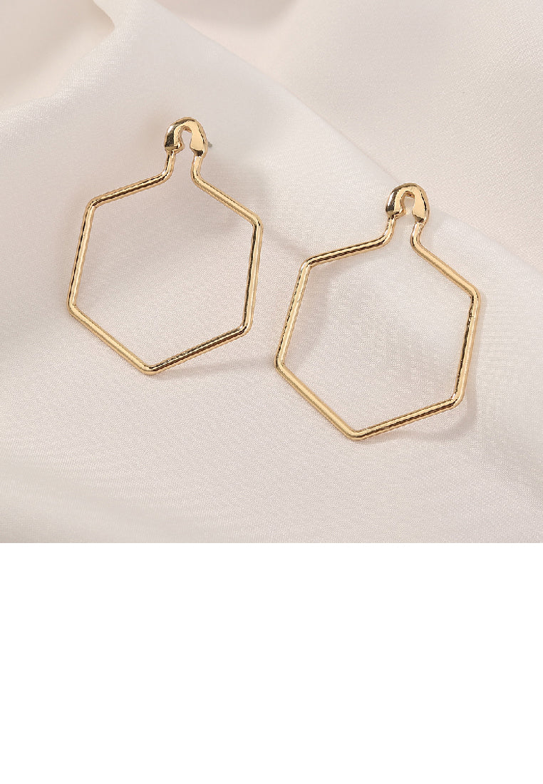 Simple Fashion Plated Gold Hollow Polygon Geometric Earrings