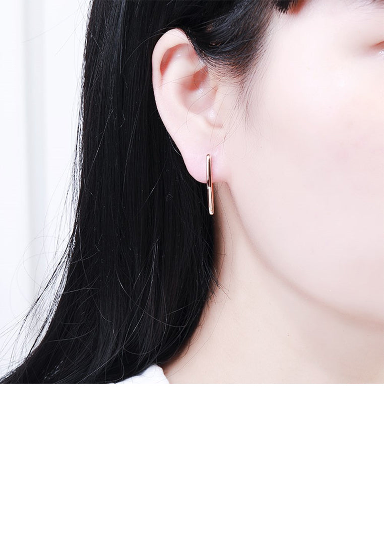 Simple and Fashion Plated Rose Gold Geometric Earrings