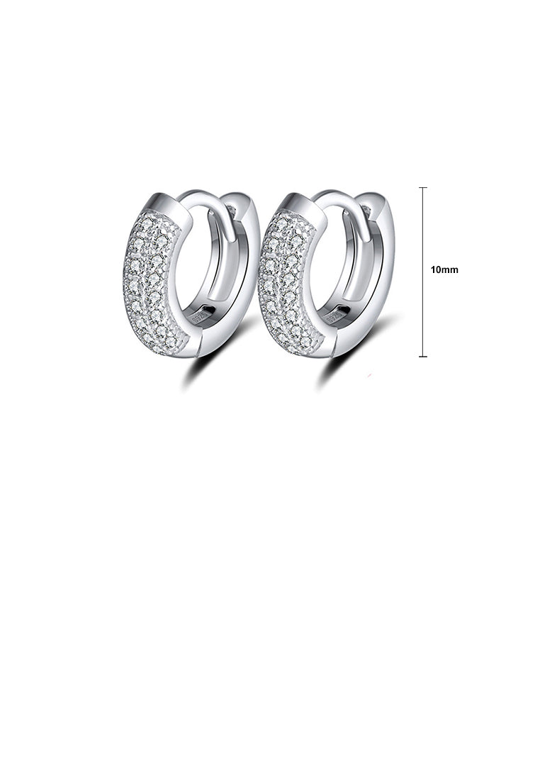 925 Sterling Silver Simple Bright Geometric Circle Stud Earrings with Cubic Zirconia - Luxurious Look