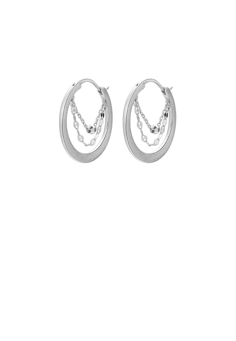 925 Sterling Silver Fashion Temperament Geometric Round Tassel Stud Earrings