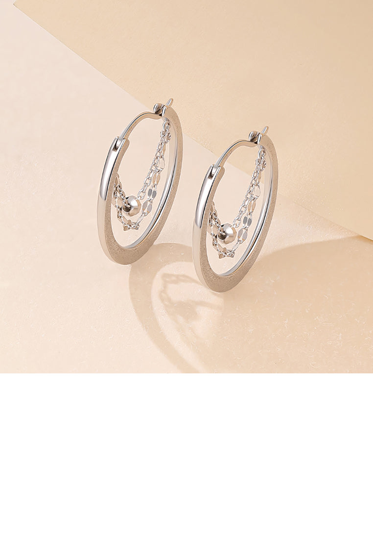 925 Sterling Silver Fashion Temperament Geometric Round Tassel Stud Earrings