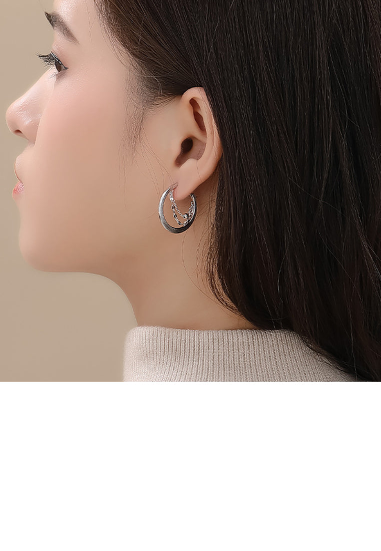 925 Sterling Silver Fashion Temperament Geometric Round Tassel Stud Earrings