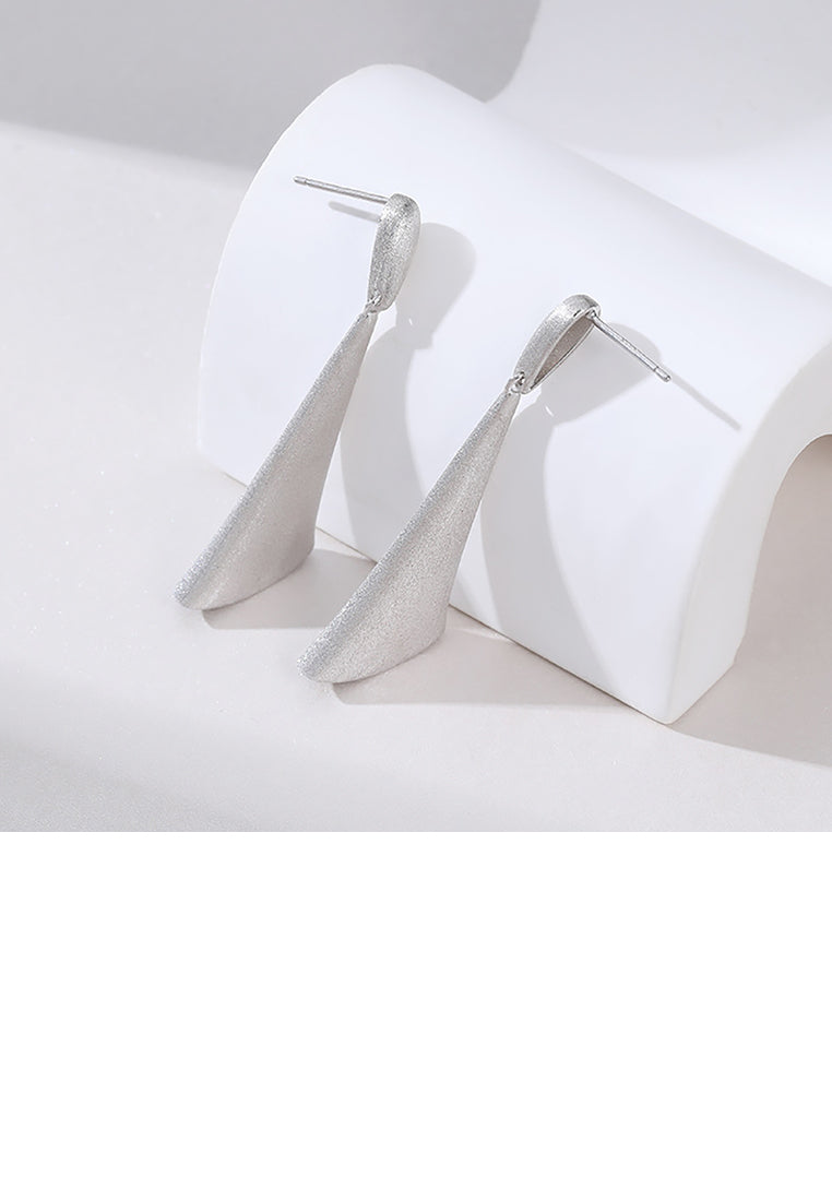 925 Sterling Silver Fashion Temperament Brushed Geometric Tassel Earrings