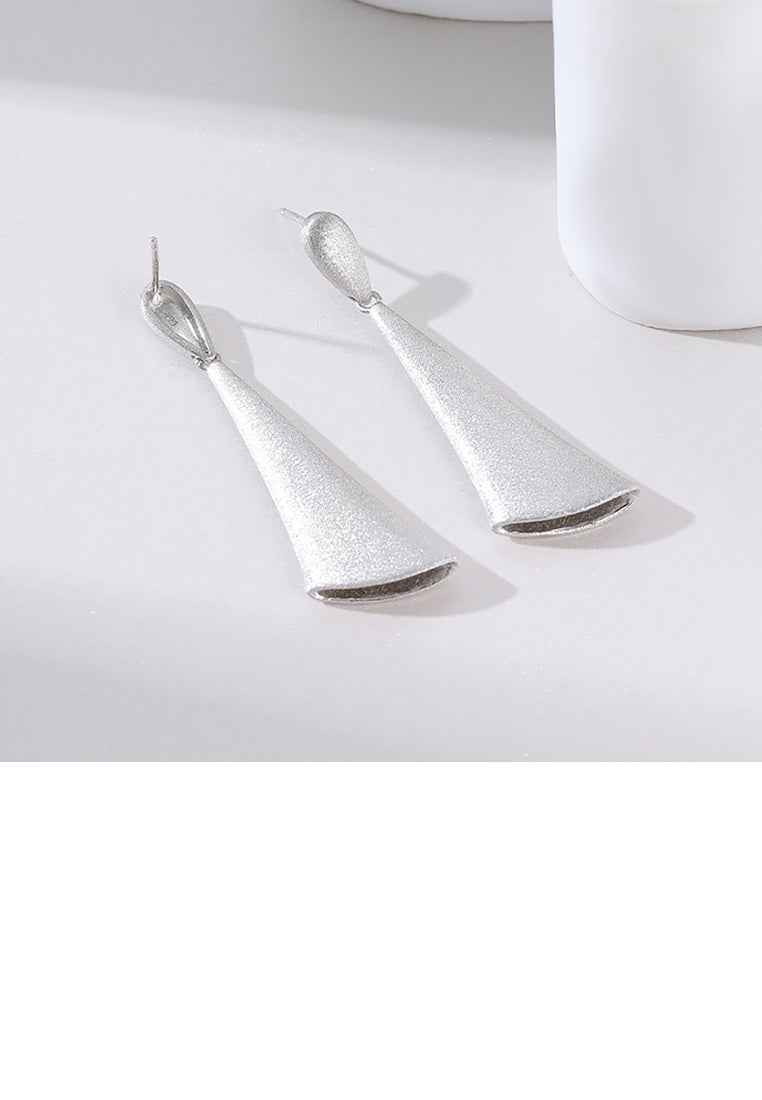 925 Sterling Silver Fashion Temperament Brushed Geometric Tassel Earrings