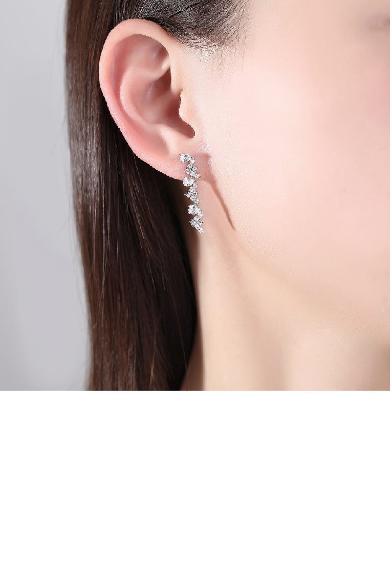 Simple Fashion Geometric Cubic Zirconia Tassel Earrings - Luxurious Look