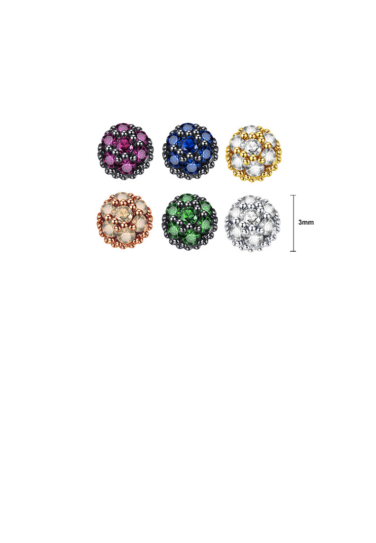 925 Sterling Silver Simple and Exquisite Mix and Match Color Geometric Round Stud Earrings with Cubic Zirconia - Luxurious Look