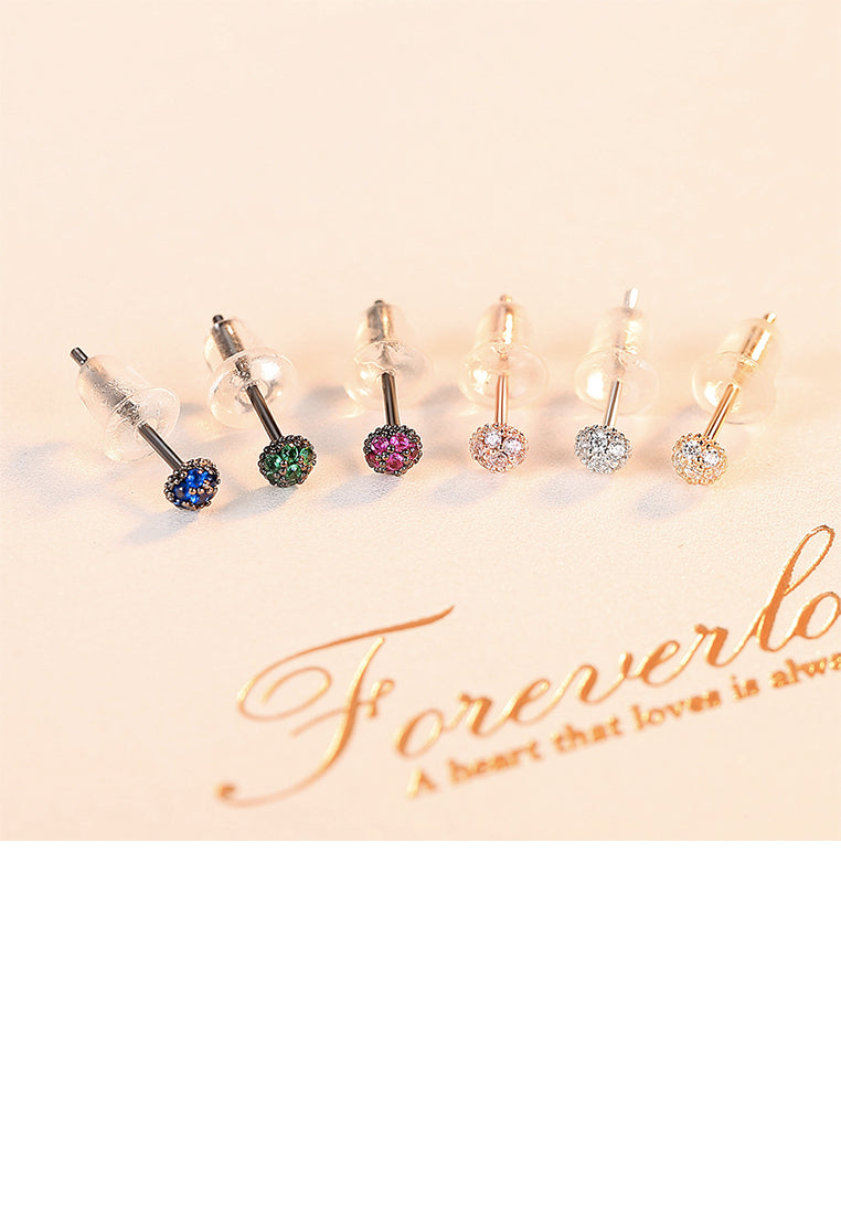925 Sterling Silver Simple and Exquisite Mix and Match Color Geometric Round Stud Earrings with Cubic Zirconia - Luxurious Look