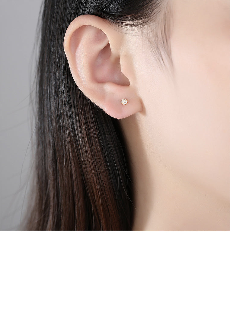 925 Sterling Silver Simple and Exquisite Mix and Match Color Geometric Round Stud Earrings with Cubic Zirconia - Luxurious Look