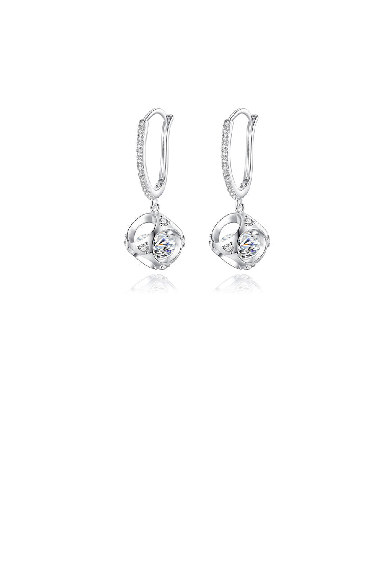 Simple Fashion Hollow Geometric Square Long Earrings with Cubic Zirconia - Luxurious Look