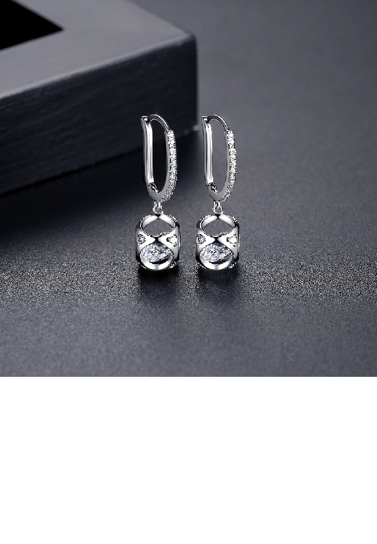 Simple Fashion Hollow Geometric Square Long Earrings with Cubic Zirconia - Luxurious Look