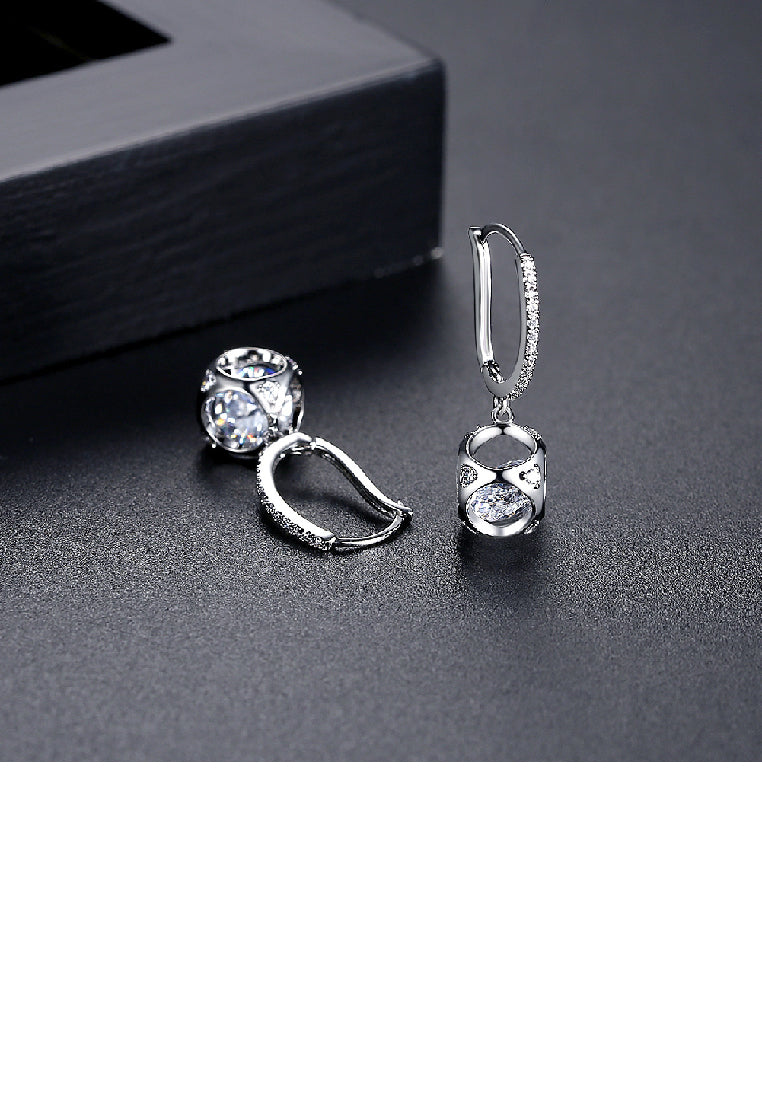Simple Fashion Hollow Geometric Square Long Earrings with Cubic Zirconia - Luxurious Look