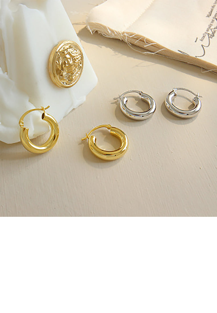 925 Sterling Silver Simple Fashion Geometric Round Earrings