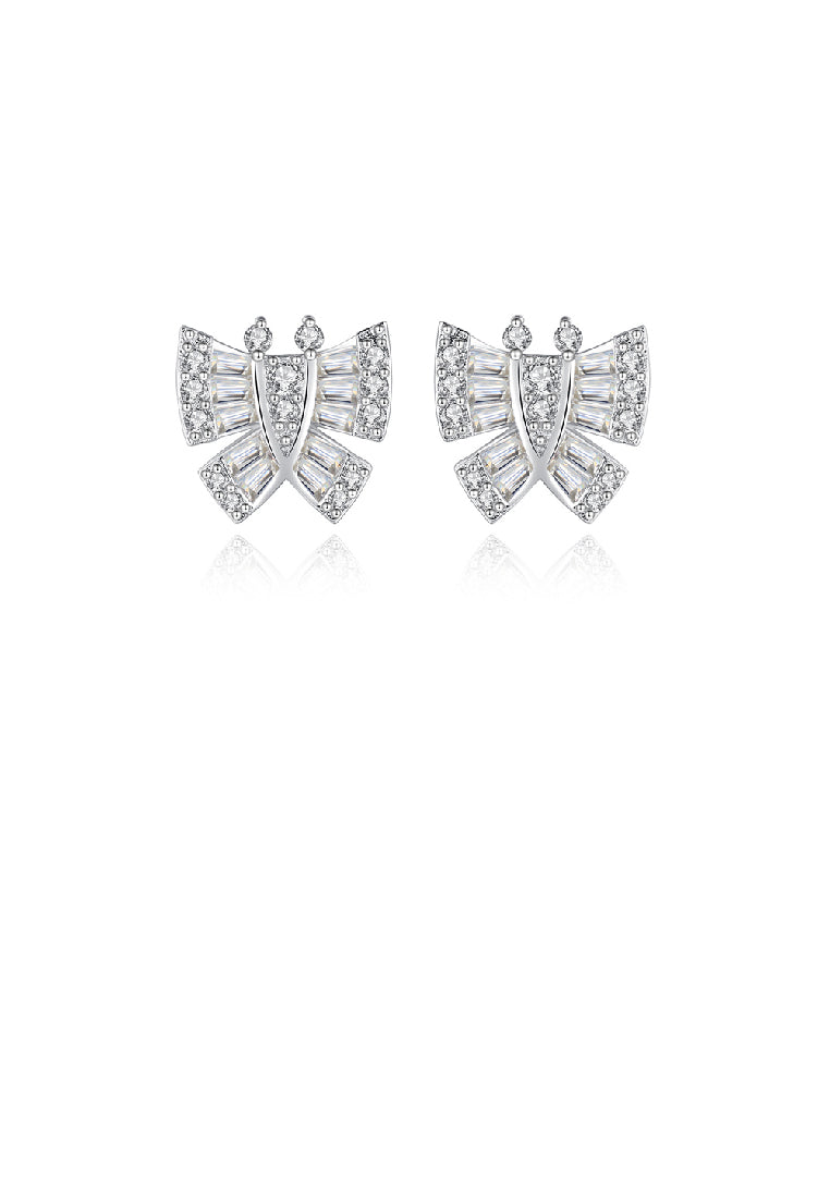 Fashion Bright Butterfly Stud Earrings with cubic Zirconia - Luxurious Look