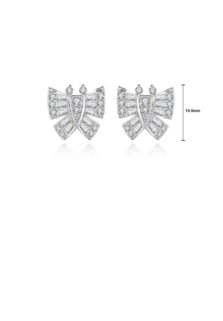 Fashion Bright Butterfly Stud Earrings with cubic Zirconia - Luxurious Look
