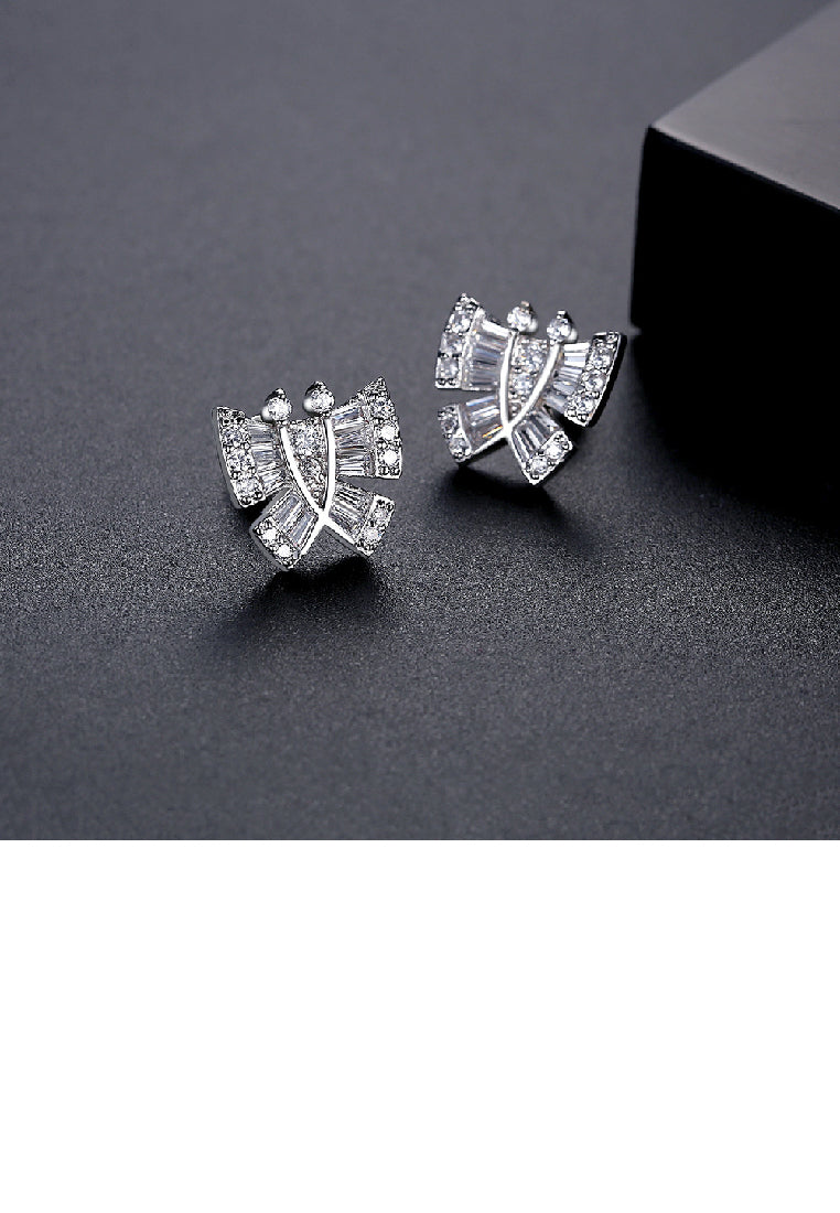Fashion Bright Butterfly Stud Earrings with cubic Zirconia - Luxurious Look