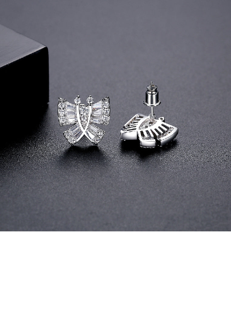 Fashion Bright Butterfly Stud Earrings with cubic Zirconia - Luxurious Look
