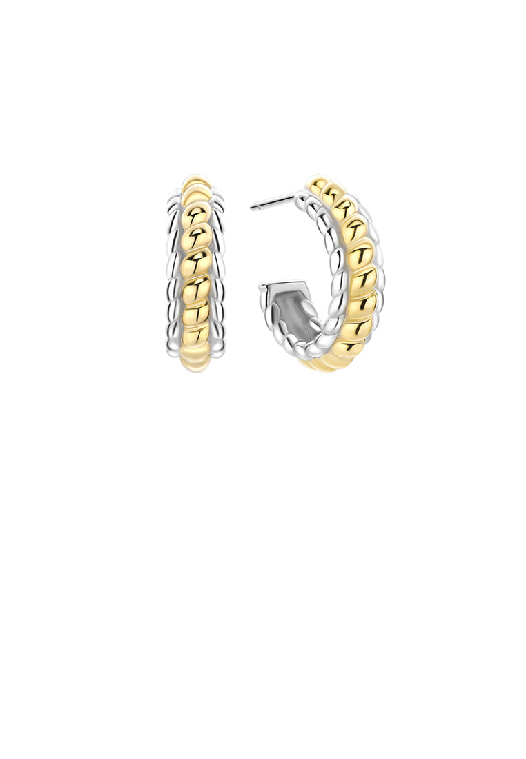 925 Sterling Silver Plated Gold Simple and Fashion Two-color Twist Geometric Stud Earrings