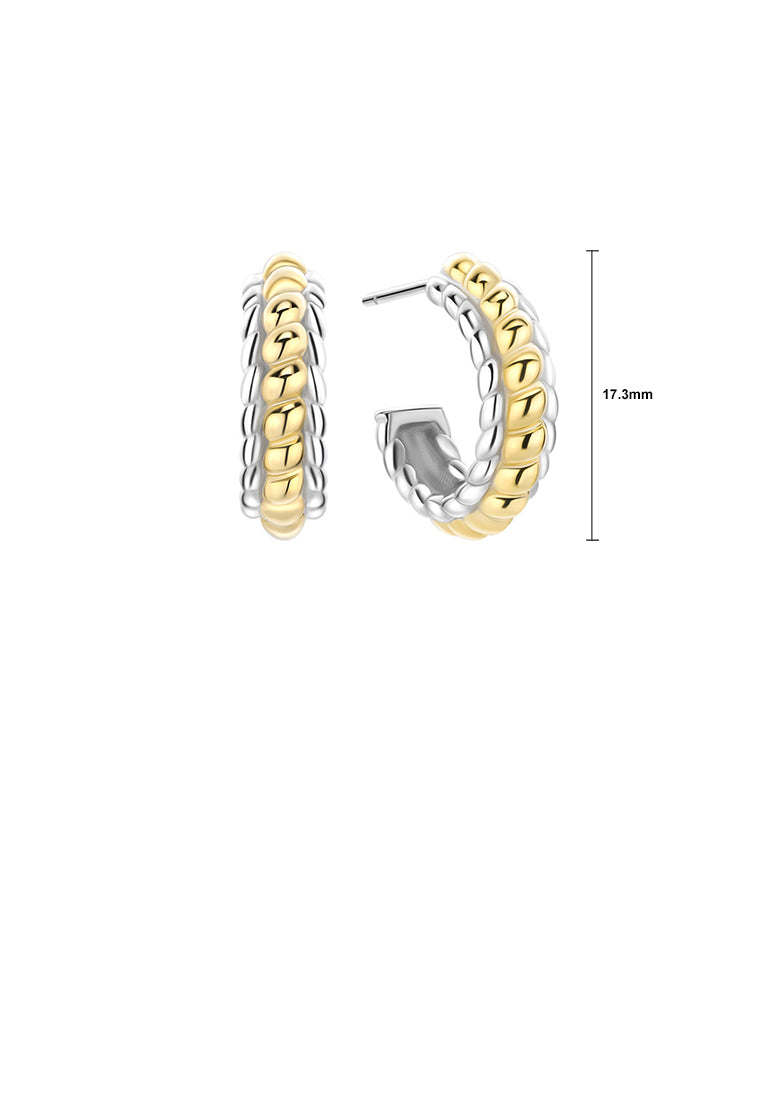925 Sterling Silver Plated Gold Simple and Fashion Two-color Twist Geometric Stud Earrings