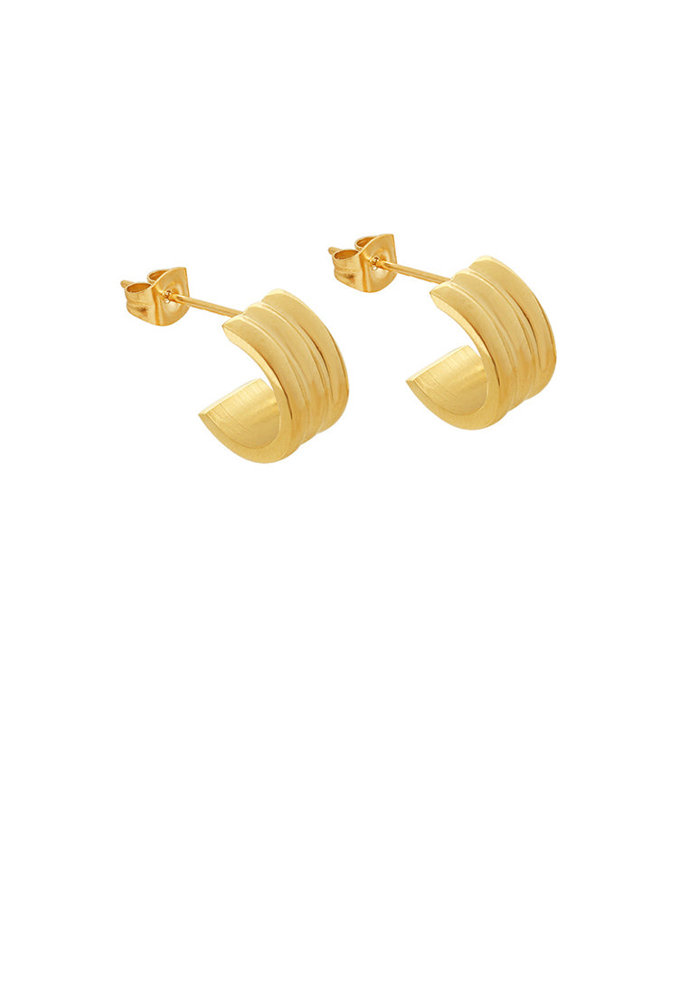 Simple Temperament Plated Gold 316L Stainless Steel Stripe C-shaped Geometric Stud Earrings