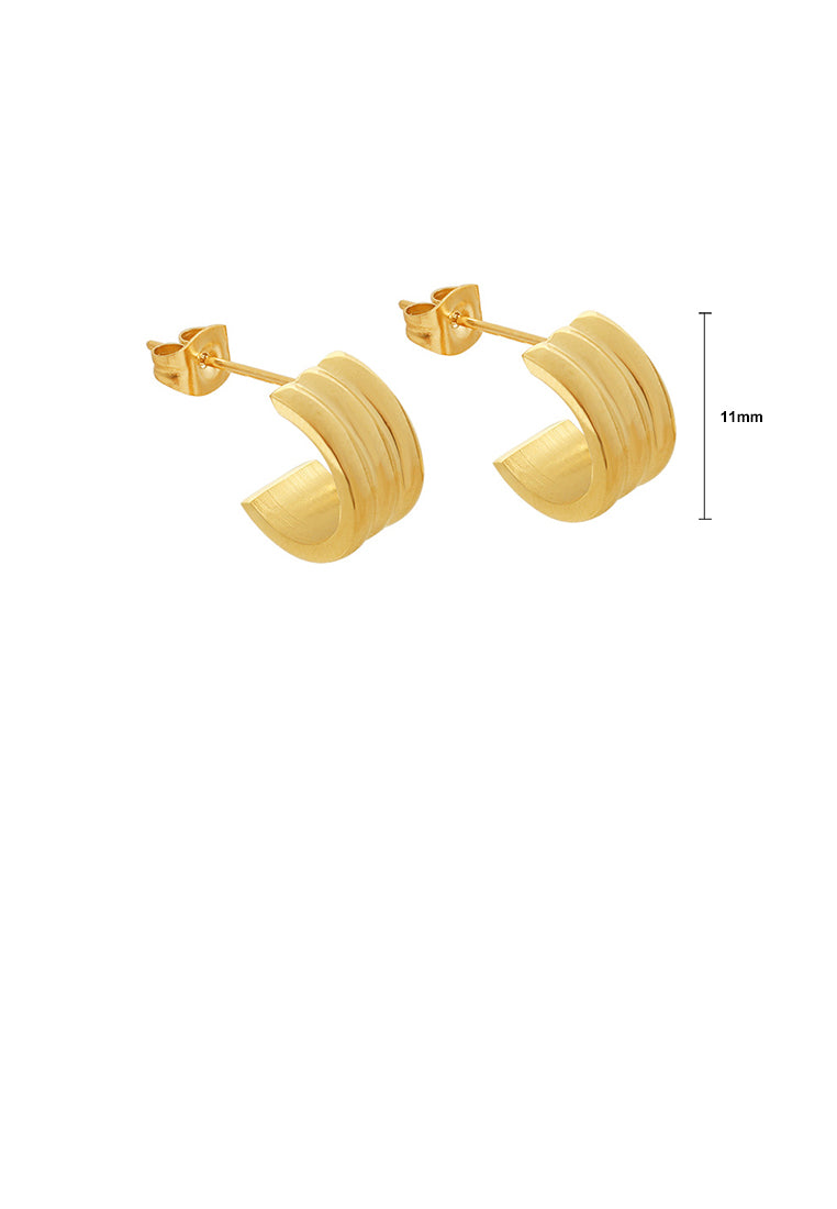 Simple Temperament Plated Gold 316L Stainless Steel Stripe C-shaped Geometric Stud Earrings