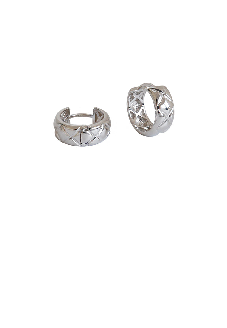 925 Sterling Silver Fashion Simple Line Geometric Round Stud Earrings