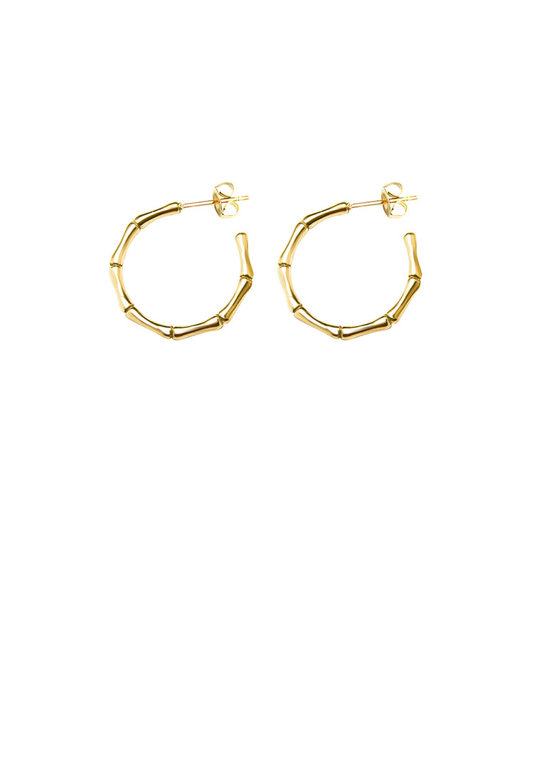 Simple Personality Plated Gold 316L Stainless Steel Bamboo C-Shape Geometric Stud Earrings