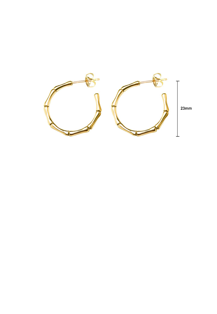 Simple Personality Plated Gold 316L Stainless Steel Bamboo C-Shape Geometric Stud Earrings
