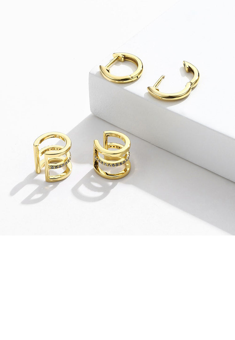 Simple and Fashion Plated Gold Geometric Circle Stud Earrings