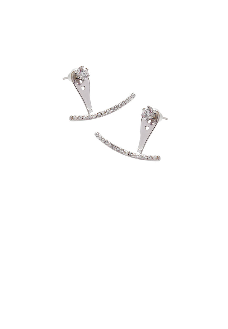 925 Sterling Silver Simple Fashion Geometric Line Cubic Zirconia Stud Earrings - Luxurious Look