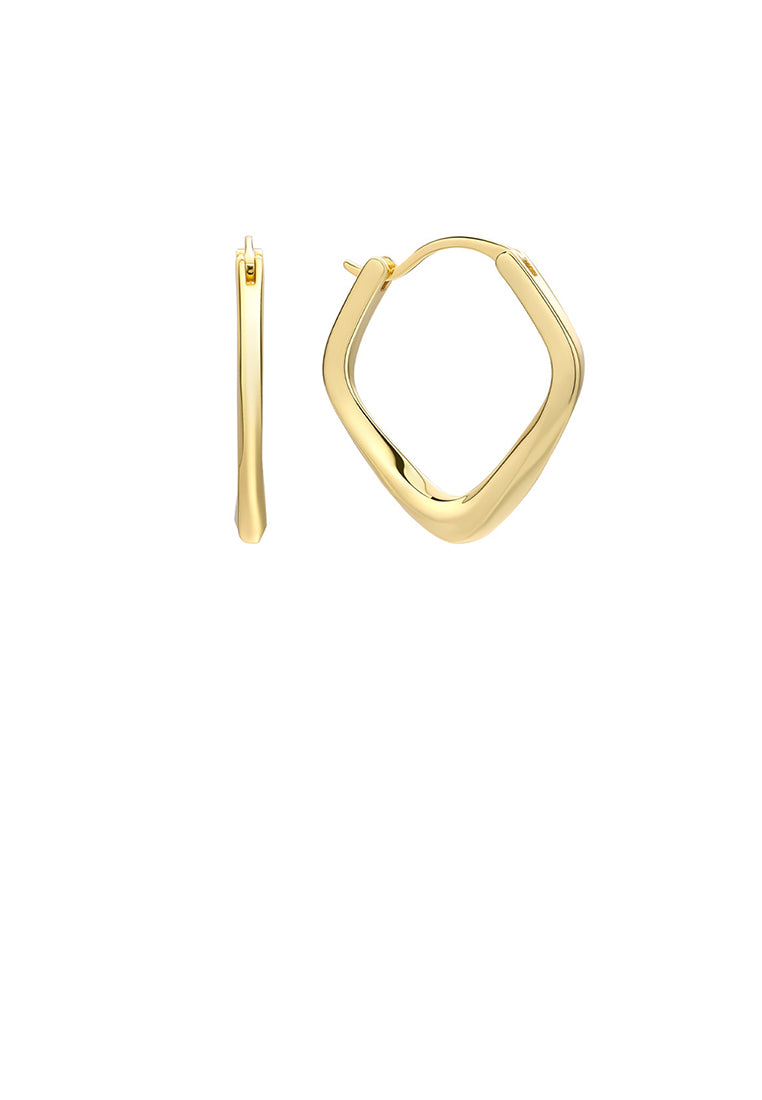 925 Sterling Silver Plated Gold Simple and Fashion Hollow Geometric Diamond Stud Earrings