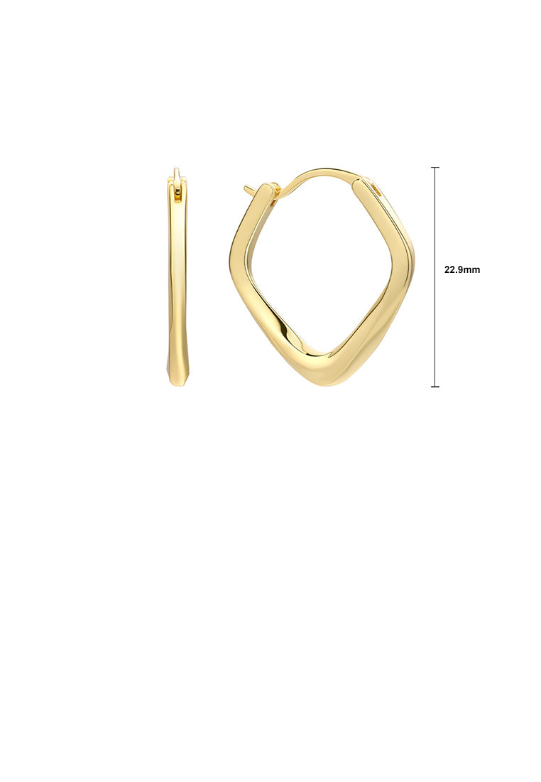 925 Sterling Silver Plated Gold Simple and Fashion Hollow Geometric Diamond Stud Earrings