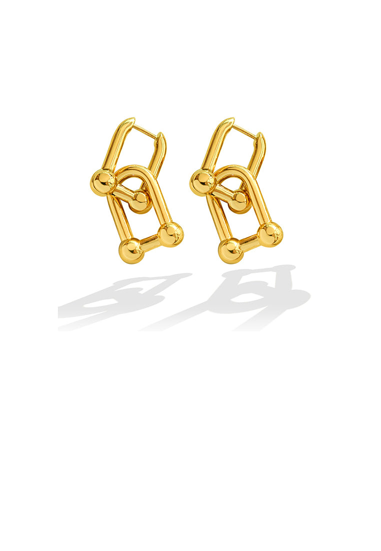Simple Personality Plated Gold 316L Stainless Steel Horseshoe Buckle Earrings