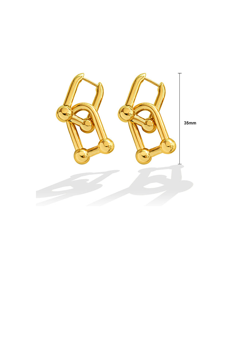 Simple Personality Plated Gold 316L Stainless Steel Horseshoe Buckle Earrings