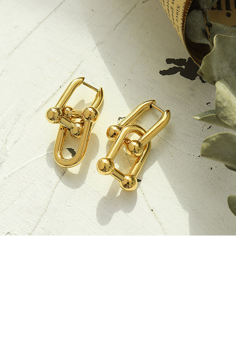 Simple Personality Plated Gold 316L Stainless Steel Horseshoe Buckle Earrings