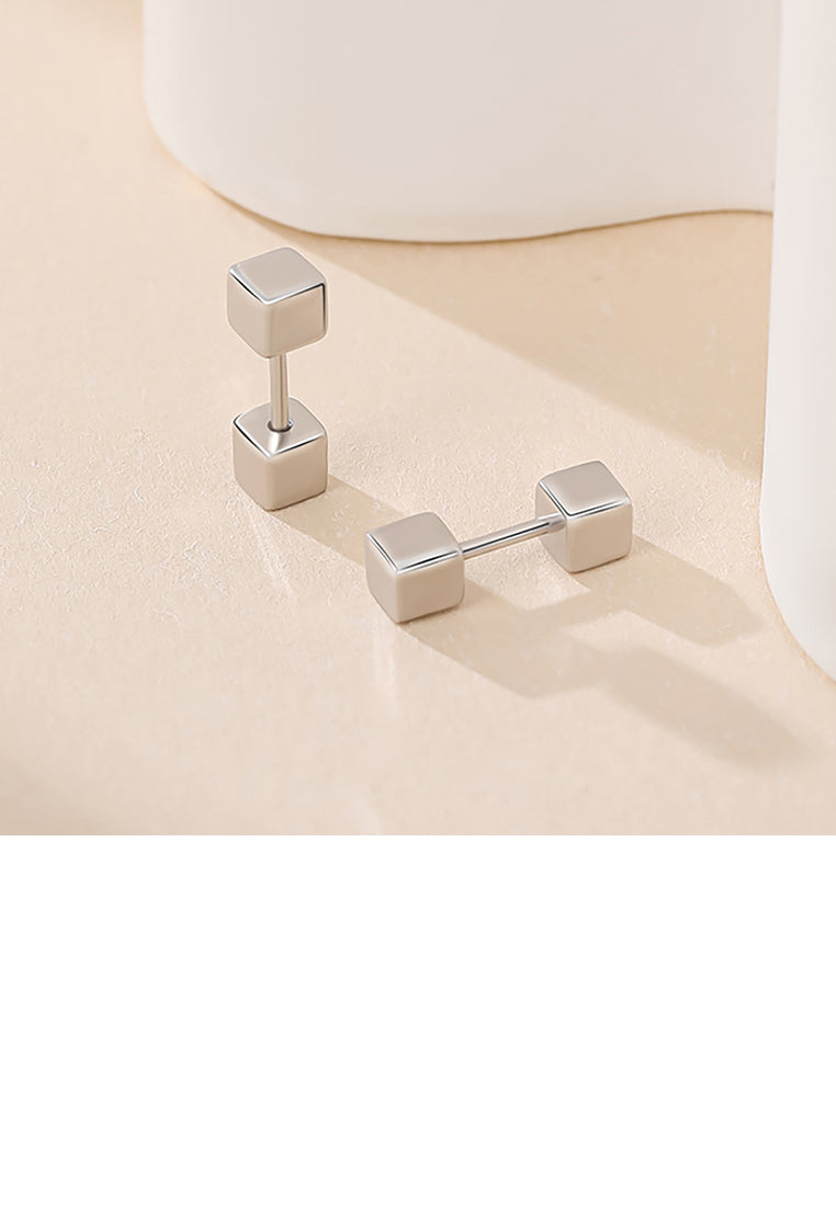 925 Sterling Silver Simple Exquisite Geometric Square Stud Earrings