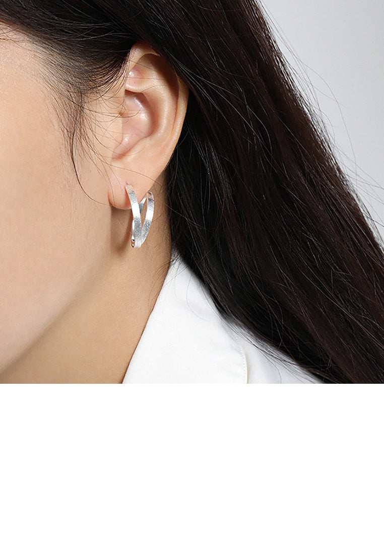 925 Sterling Silver Simple Personality Geometric Circle Stud Earrings