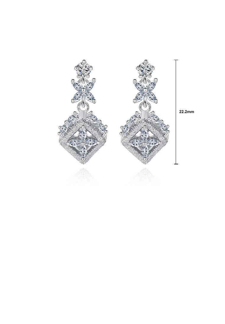 Fashion Elegant Geometric Square Tassel Earrings with Cubic Zirconia - Luxurious Look