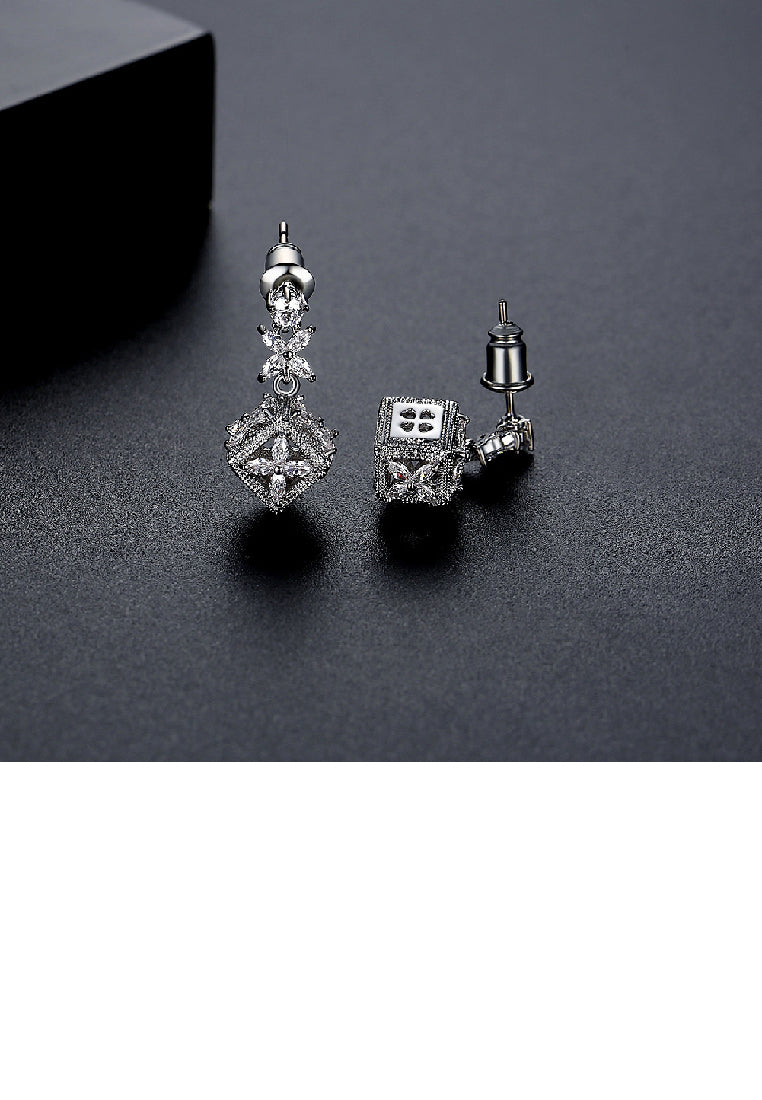 Fashion Elegant Geometric Square Tassel Earrings with Cubic Zirconia - Luxurious Look