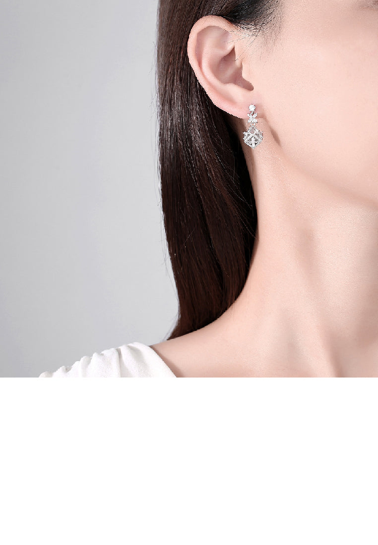 Fashion Elegant Geometric Square Tassel Earrings with Cubic Zirconia - Luxurious Look
